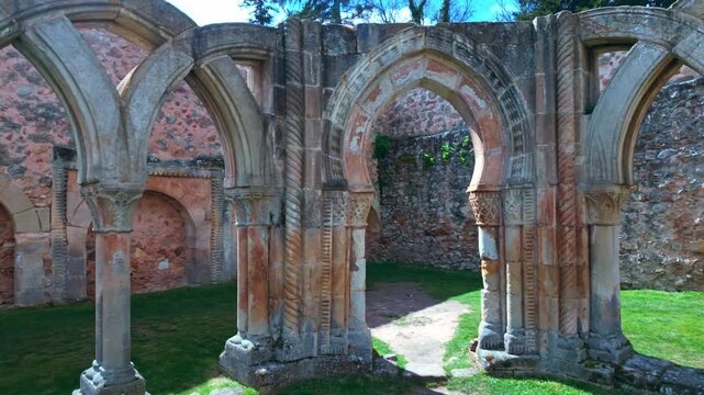 Stone arches of the San Juan de Duero Monastery cloister