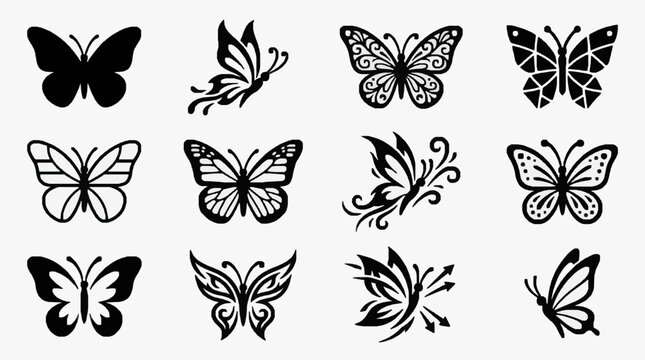Elegant Blackline Butterfly Designs Collection.
