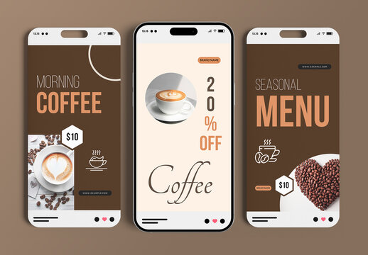 Coffee Shop Social Media Story Template Set