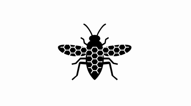 Black and white geometric honeybee illustration.