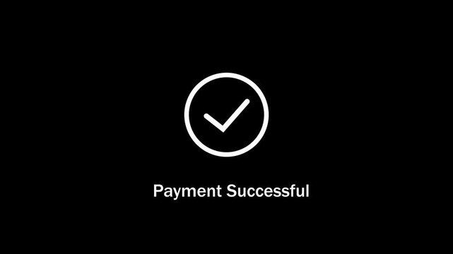 Payment successful animation featuring a clean minimalist checkmark and smooth motion for e-commerce checkout confirmation, digital banking transactions, and online store ui ux