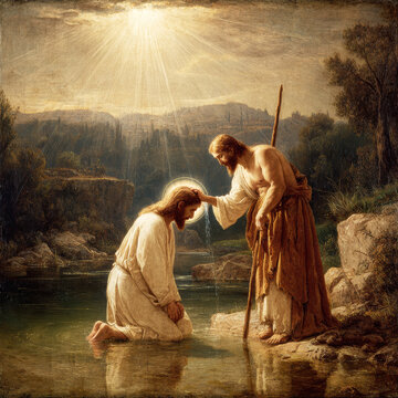 Baptism of Jesus in River Jordan &ndash; AI Generative