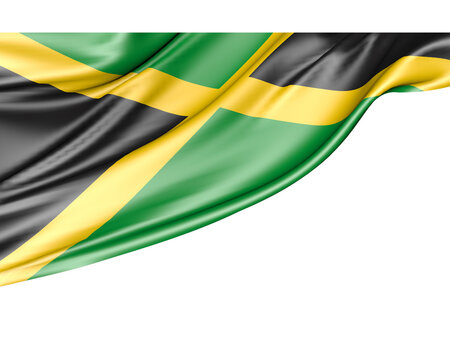 Waving jamaican flag with black saltire and gold cross on transparent background jamaica flags national caribbean island nation country political map geopolitical yellow green