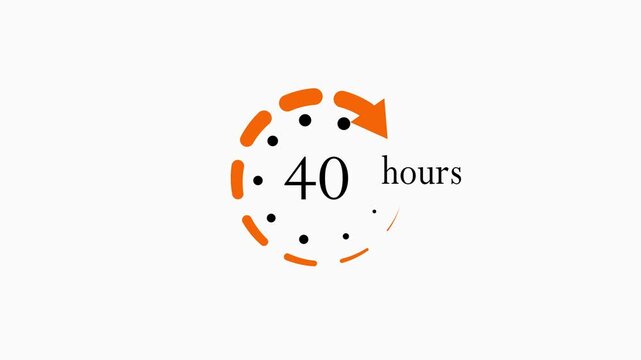 40 hours work week concept animation: time management and productivity timer deadline