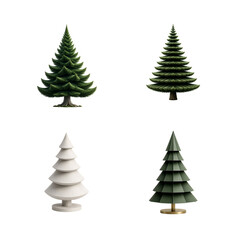 Obraz premium Collection of four different stylized christmas tree designs isolated on transparent background