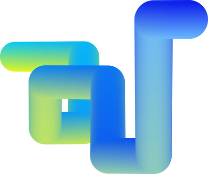 Blue and Green Asbtract Gradient Blends, Modern Line Abstract Gradient