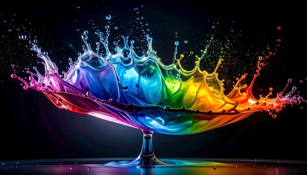 Vibrant Rainbow Liquid Splash Erupting
