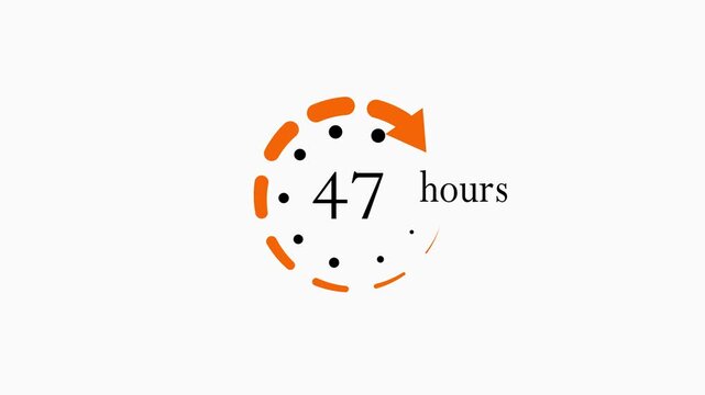 47 hours countdown timer animation with circular progress indicator for business deadlines and marketing campaigns