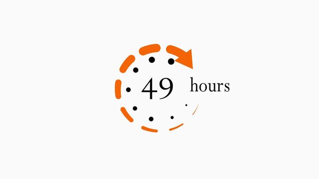 49 hours countdown timer animation with circular progress bar for business deadlines and marketing campaigns