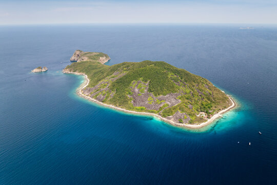 Aerial view of the natural scenery of Hon Mun island in Nha Trang, Vietnam