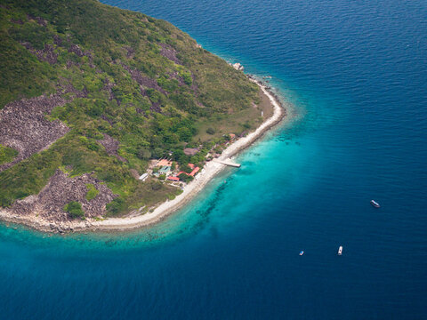 Aerial view of the natural scenery of Hon Mun island in Nha Trang, Vietnam