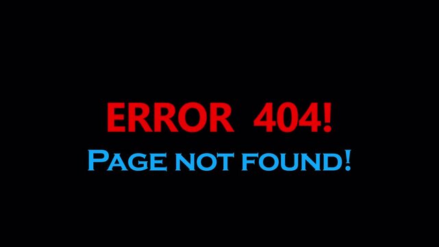 error 404 page not found animation on transparent background in 4K animation with alpha channel page not found error animation 