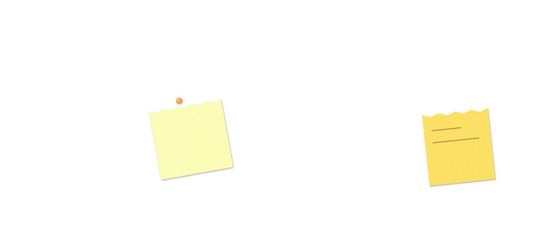 Yellow sticky notes with icons on a white background