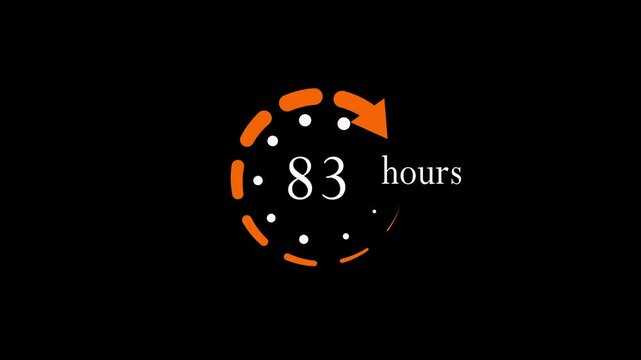 83 hours countdown timer animation with circular progress bar for business deadlines and project management