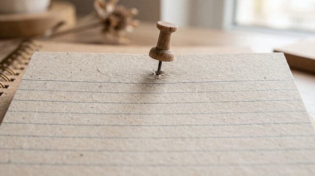 Wooden pushpin notebook paper with lined pages, perfect for adding a rustic touch to office stationery sets or writing desks.