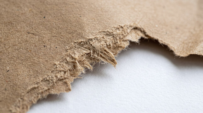 Torn brown cardboard sheet with textured edges suitable for rustic crafts, paper projects, diy, natural fiberthemed designs, and scrapbooking.