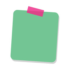 Green sticky note with pink corner flag isolated on white background © Liakat Jewel