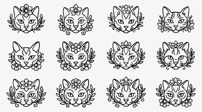 Elegant Cat Masks with Floral Designs.