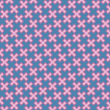 Pink and Blue Cross Pattern with Artistic Flair