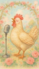 Fototapeta premium Charming chicken singing mobile wallpaper