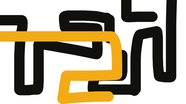 The screen shows thick, sinuous black and gold stripes that look like plumbing.