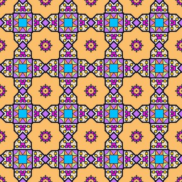 Colorful Geometric Pattern with Star Shapes and Lines