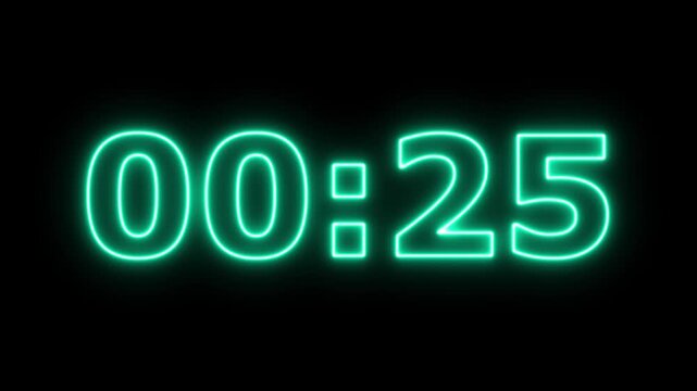 Glowing neon 30-0 second countdown animation timer, Dynamic 30 second Countdown Animation Engaging Timer Visuals for Events 4k video