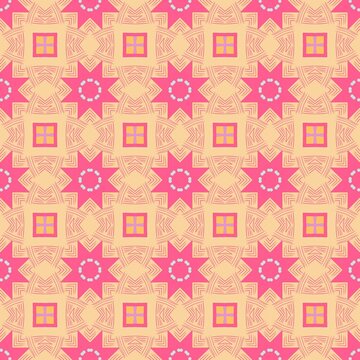 Geometric Pink and Beige Pattern with Squares and Lines