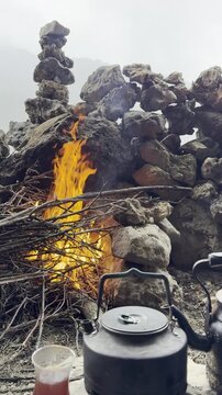 Wilderness Tea Ritual: Brewing Over an Open Fire in Nature