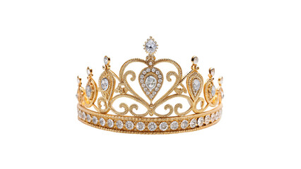 Golden royal crown with precious diamonds isolated on transparent background © Hanna