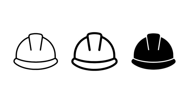 Construction Hard Hat Icons: Safety Helmet Vector Set, Protective Gear Symbols, Industrial Workwear Graphics, Safety Equipment Icons