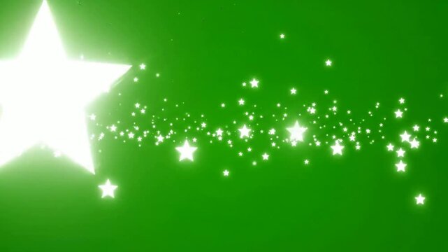 Glowing white star particles floating on green screen background, for motion and, overlay effects png., ai generated