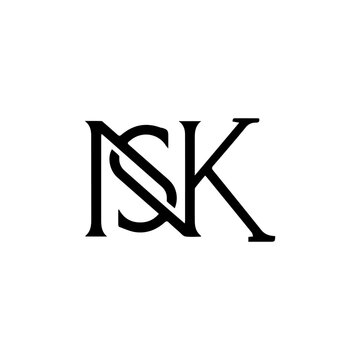 Monogram NSK elegant serif font on white background for branding