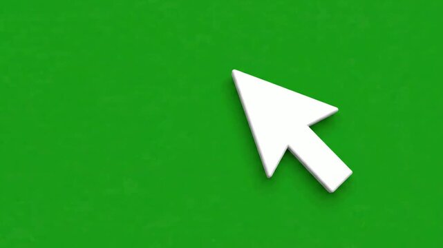 White computer mouse cursor clicking on green screen background, chroma key overlay for digital interface and web projects png. ai generated