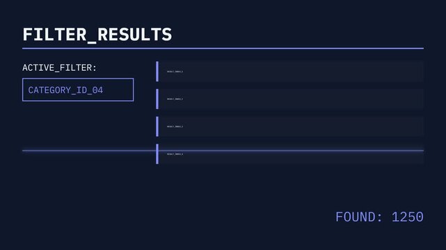 Digital filter results page, loading data, CATEGORY_ID_04 active, symbolizing technology and data analysis