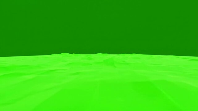 Abstract green landscape motion background, digital terrain surface animation, low poly 3 d environment, seamless loopable virtual reality png. ai generated