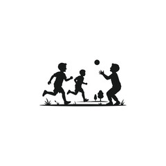 Obraz premium Children playing ball silhouette vector illustration