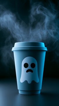 ghost coffee cup with steam