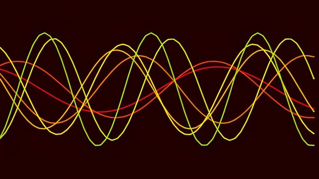 Animated overlapping yellow and red sine waves moving across screen