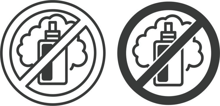 No Vaping Icons Collection, Electronic Cigarette Prohibition Vector Set for Smoke Free Safety Sign Design Elements Editable Graphics