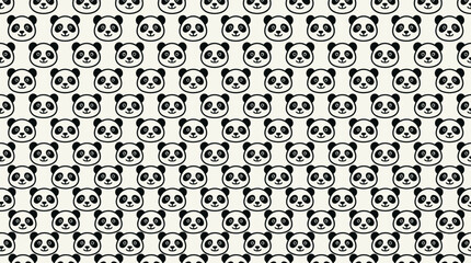 Cute panda face seamless pattern in black. © Wahyu