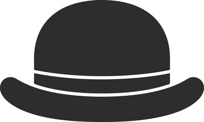 Fototapeta premium Bowler hat icon classic gentlemans derby hat silhouette