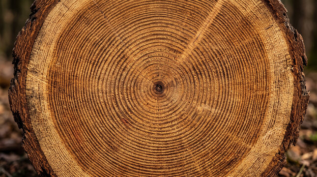 Extreme Macro Cross-Section of Tree Trunk Showing Concentric Growth Rings