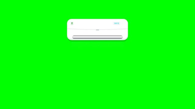 Air Conditioner Blowing Cool Wind Stream Vector Animation Green Screen Loop