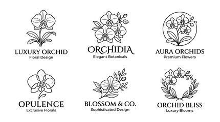 Fototapeta premium Luxury orchid flower logo designs.