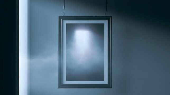 Hanging picture frame with glowing light