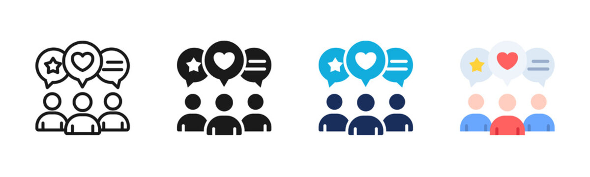Social Proof icon set multiple style collection