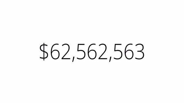 0 to 100,000,000 number counter animation on a transparent background, zero to hundred lac number counter animation for views, like and followers counter in 4k with alpha channel