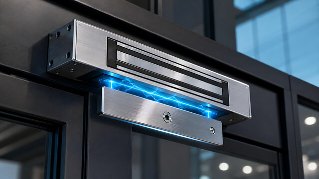 Electronic Magnetic Door Lock With Blue Light | Smart Access Control Security System | Modern Office Entry Protection Hardware