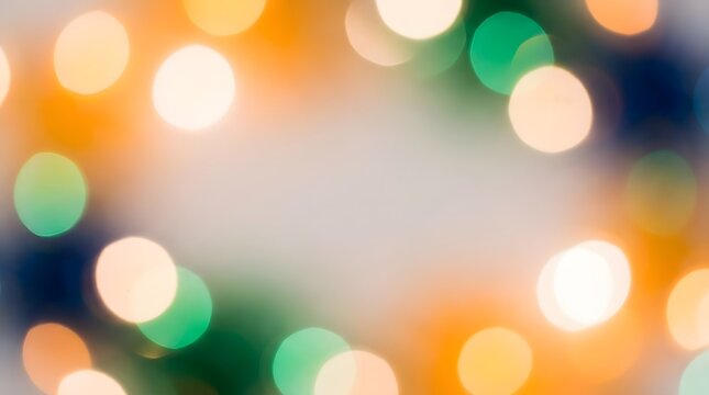 Abstract background with colorful glowing bokeh lights in saffron white and green colors for celebrating india happy independence day festive design